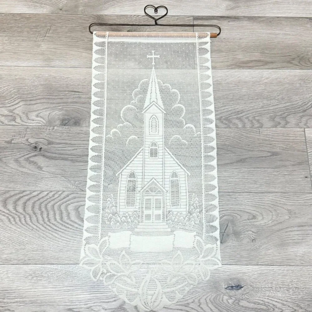 Decorative Lace Wall Door Art Hanging Tapestry Religious Country Church Motif
